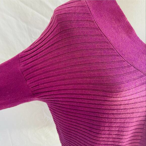 Soft Surroundings Boheme Sweater V Neck Long Sleeve Ribbed Textured Purple Large - Picture 5 of 10